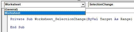 VBA SelectionChange
